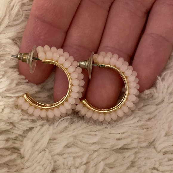 Pink and Gold Hoop Earrings - Picture 2 of 5